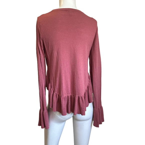 Joie Rose Pink Ruffled Wool Silk Sweater sz S EUC - Picture 3 of 6